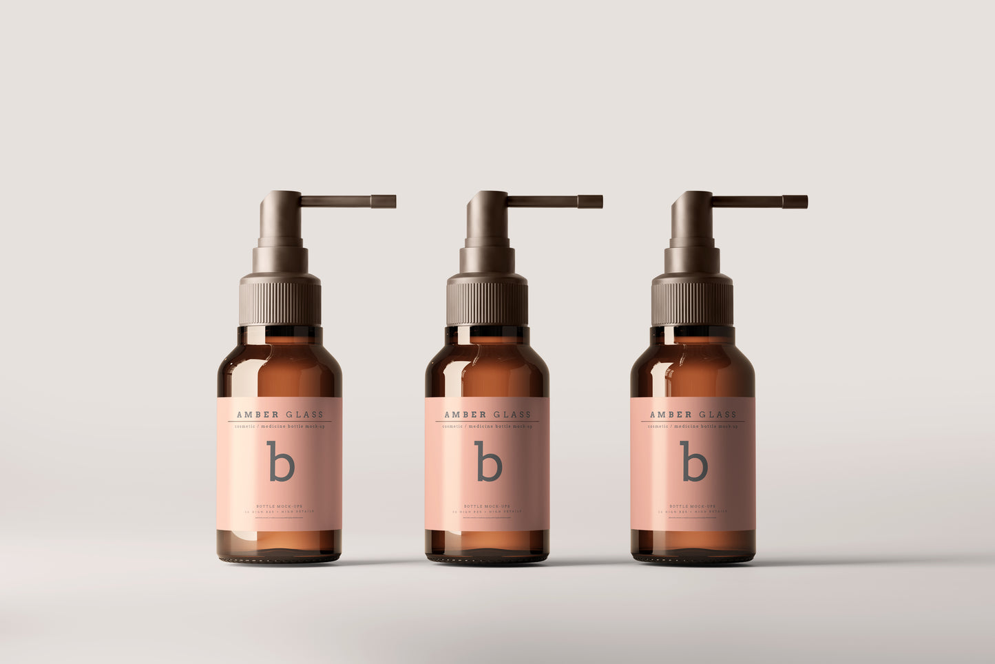 Amber Glass Throat Spray Bottle Mockups