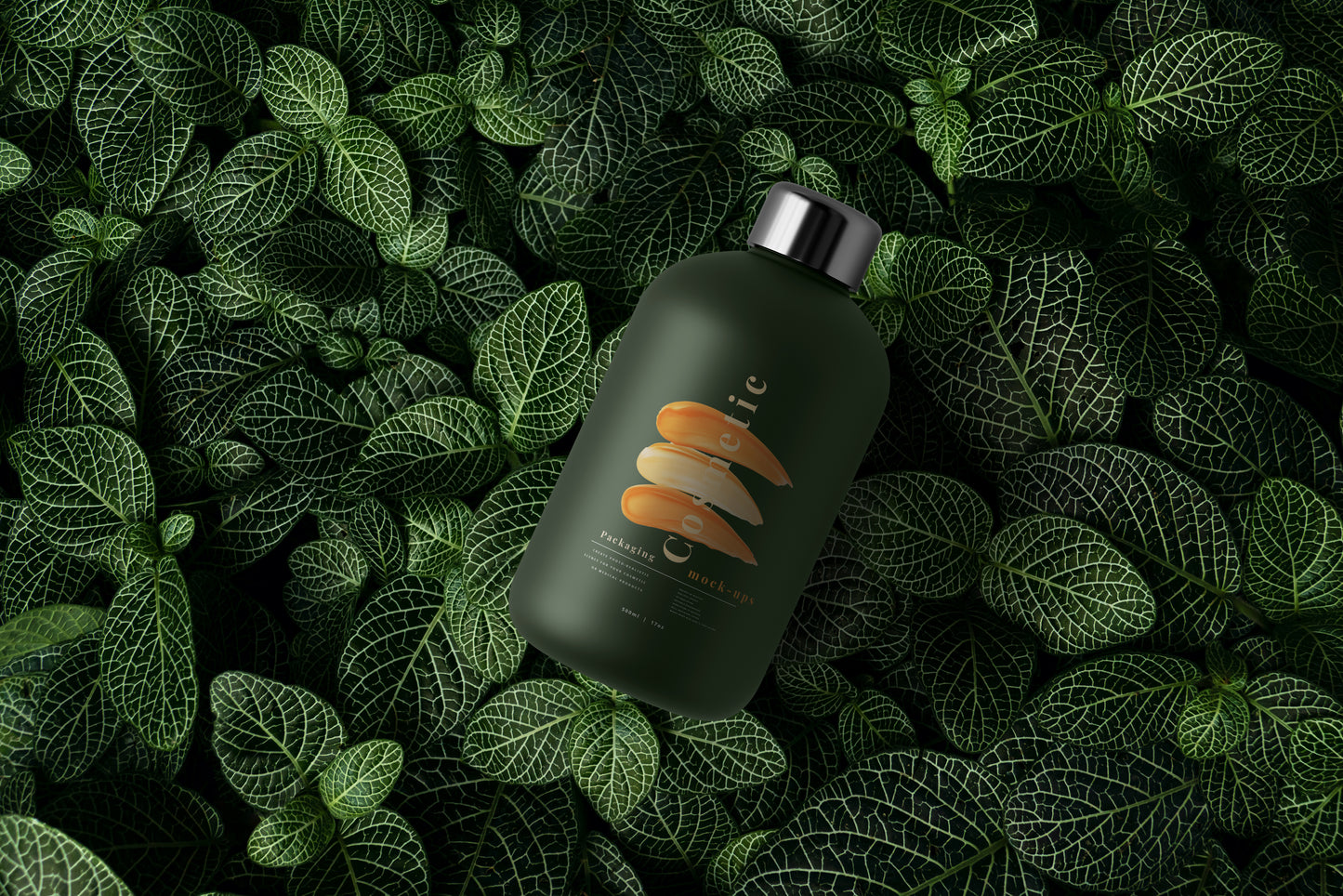 Dark Color Plastic Cosmetic Packaging Bottle Mockup