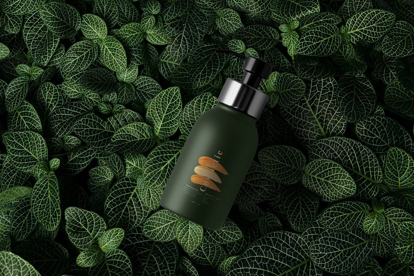 Dark Color Plastic Pump Dispenser Bottle Mockup