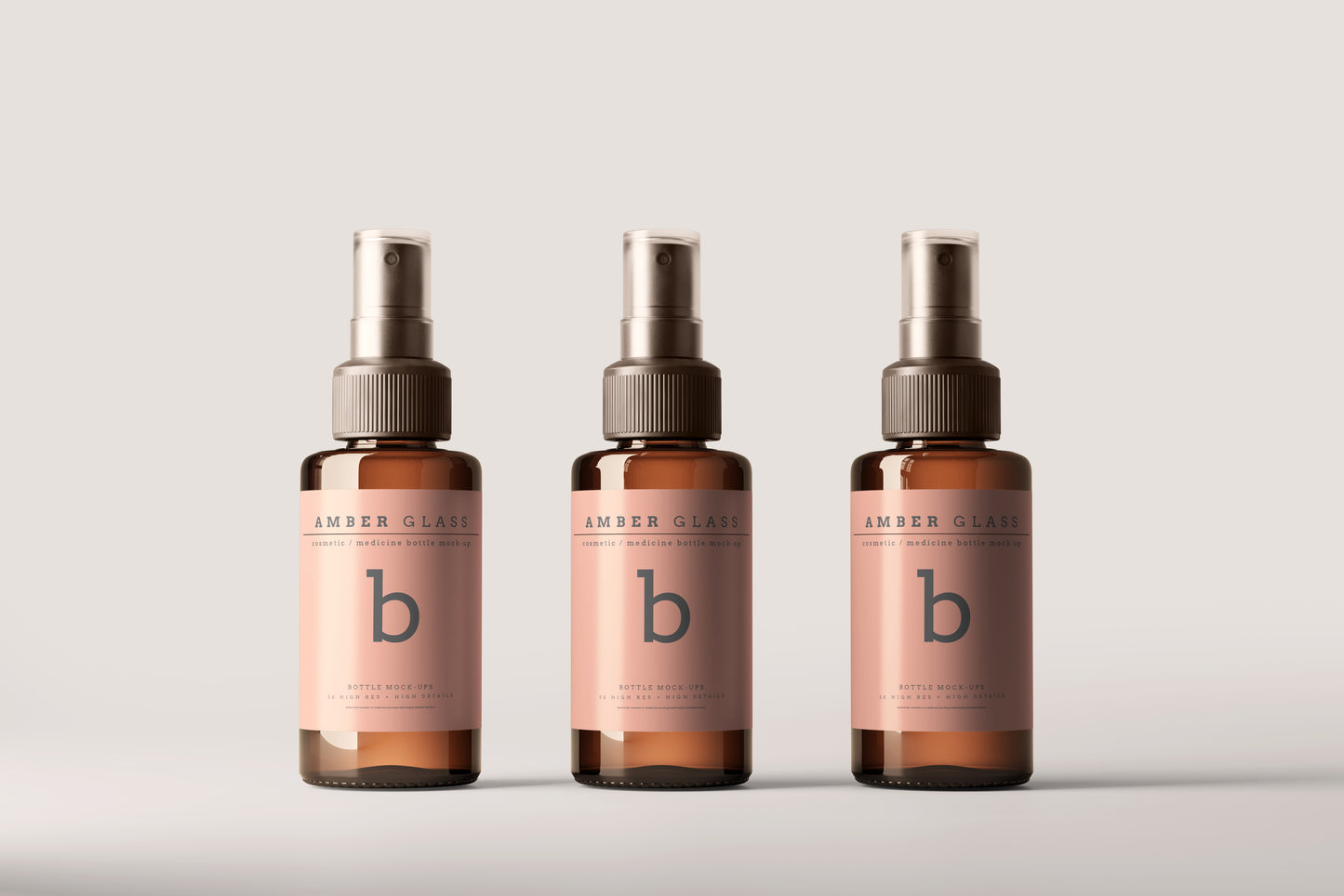 Amber Glass Spray Bottles Mockups