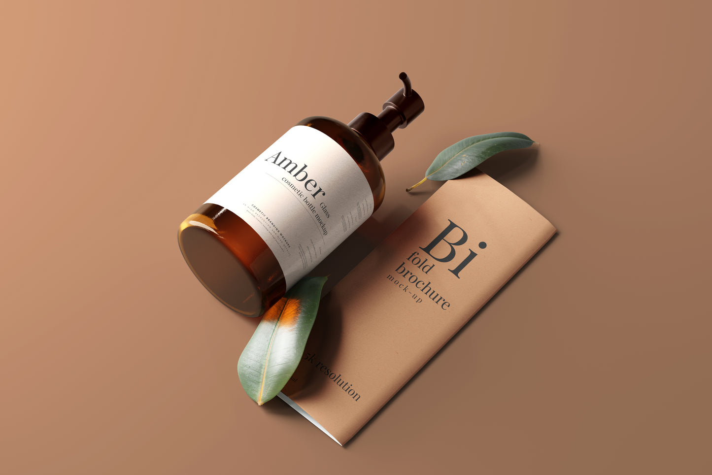 Amber Glass Pump Bottle Mockups