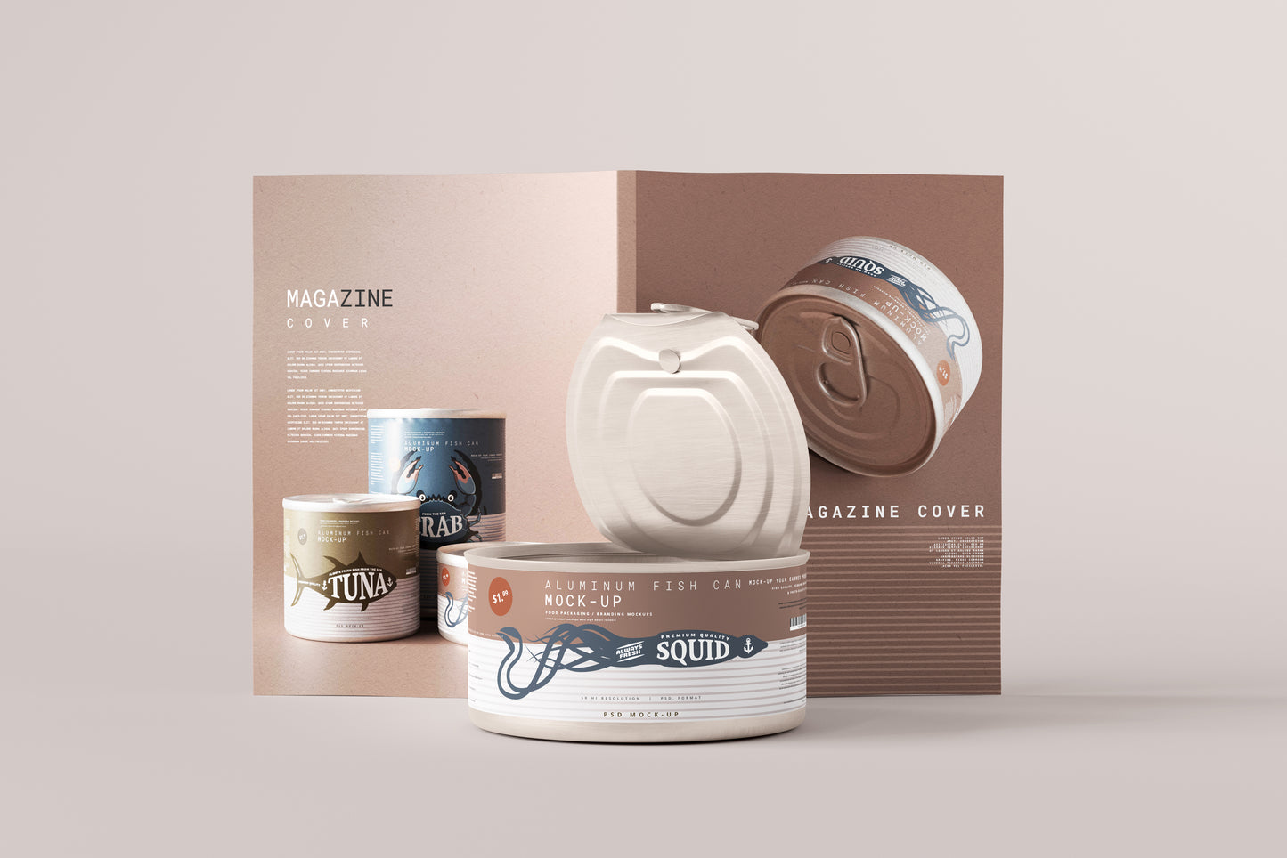 Easy Open Small Aluminum Food Can Mockup