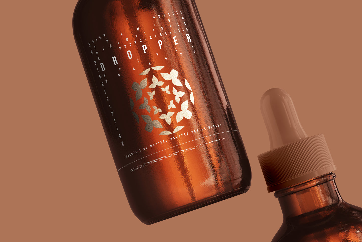 Amber Glass Dropper Bottle Mockup