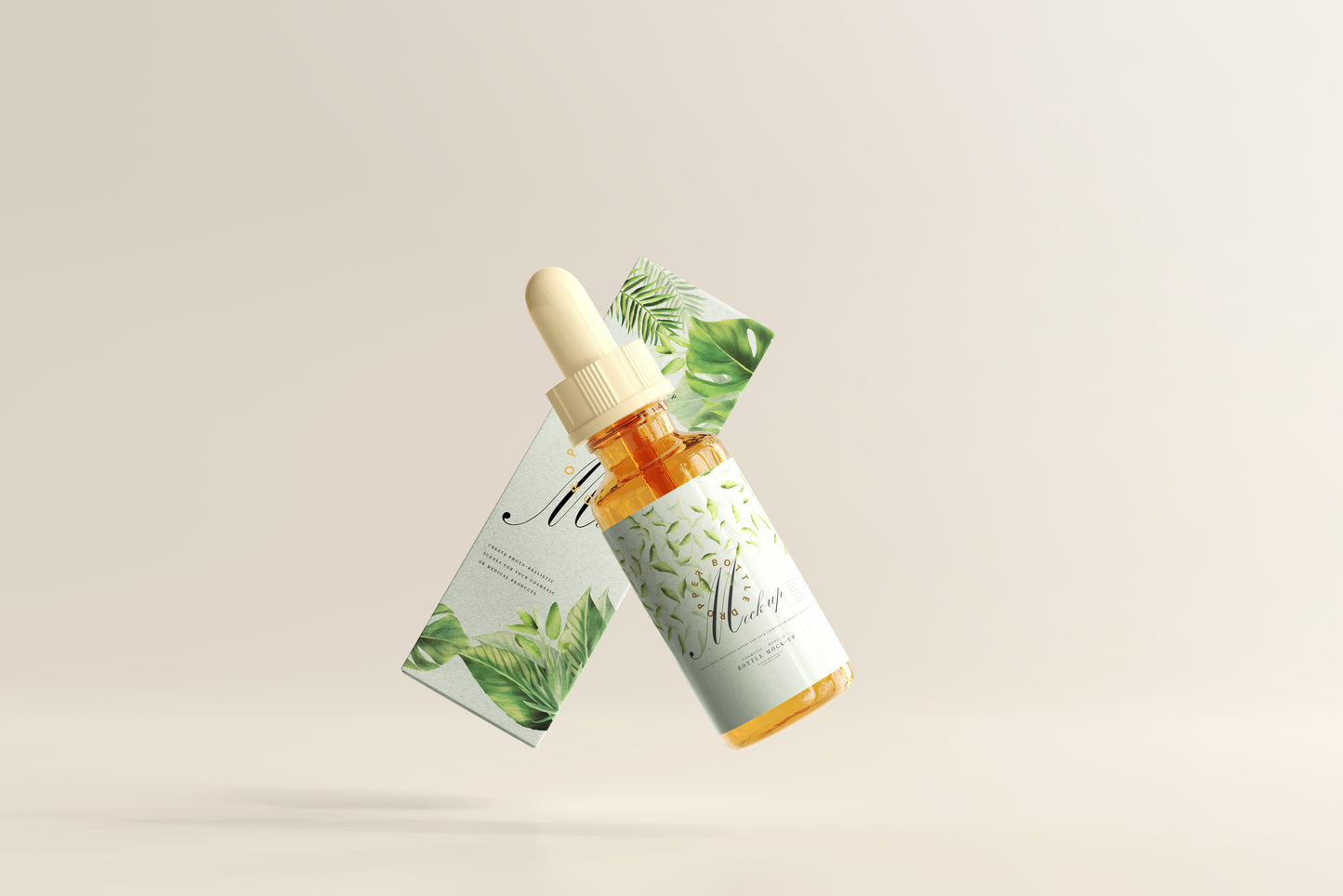 Amber Glass Dropper Bottle Mockup