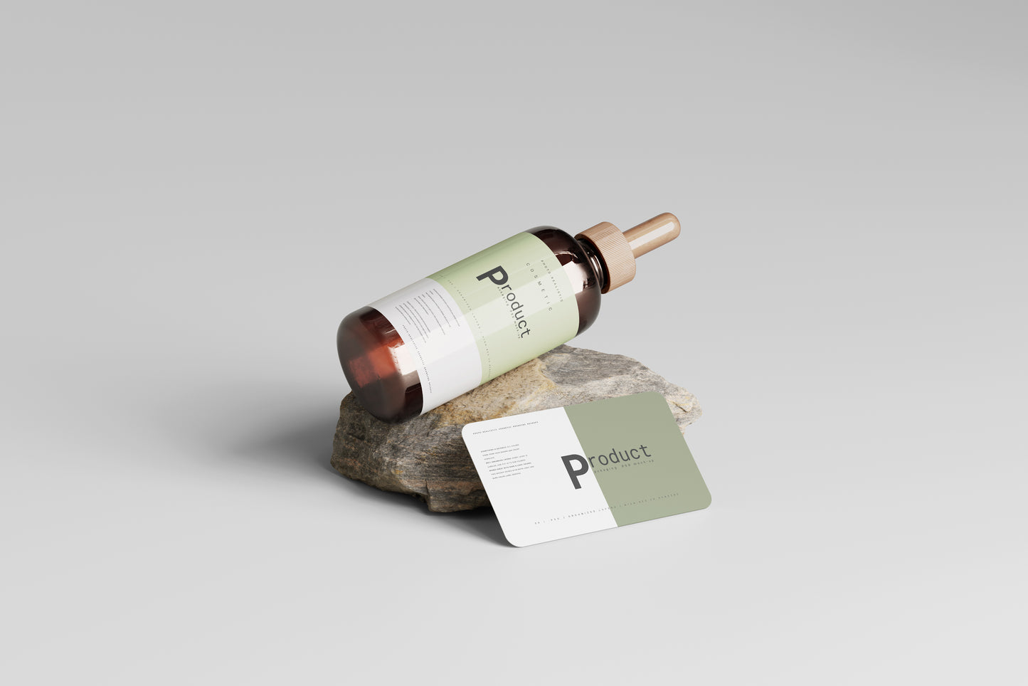 Amber Glass Dropper Bottle Mockup