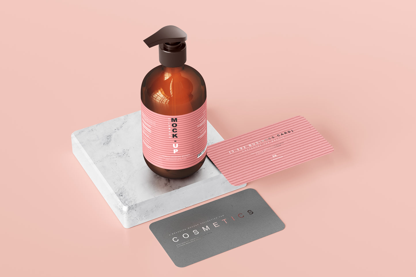 Amber Glass Pump Bottle Mockups