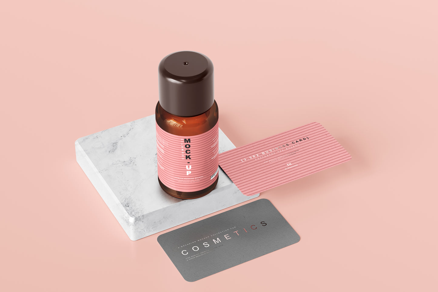 Amber Glass Cosmetic Bottle Mockups
