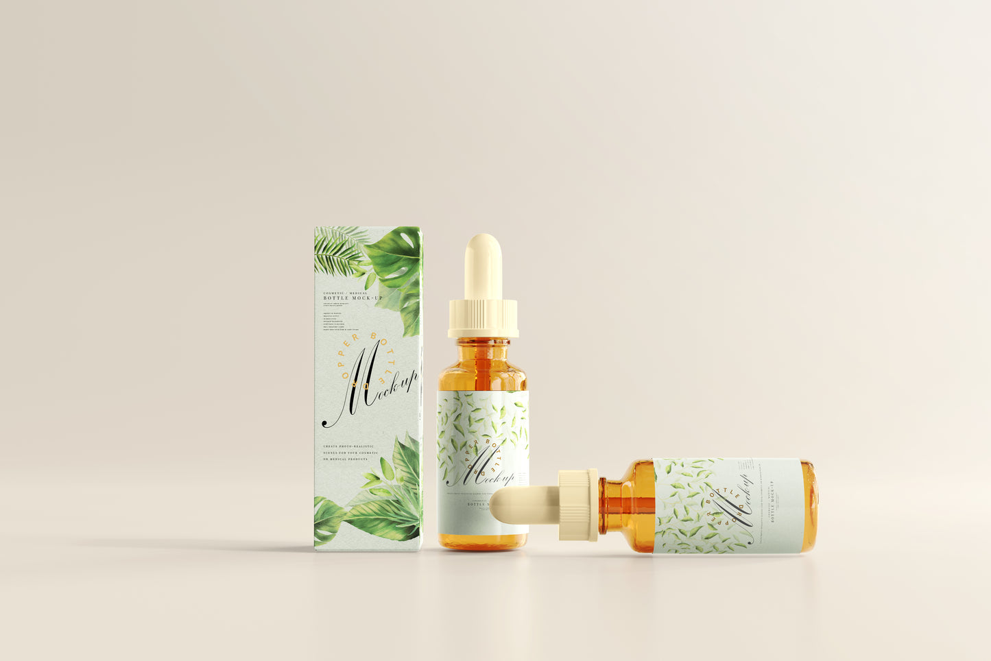Amber Glass Dropper Bottle Mockup