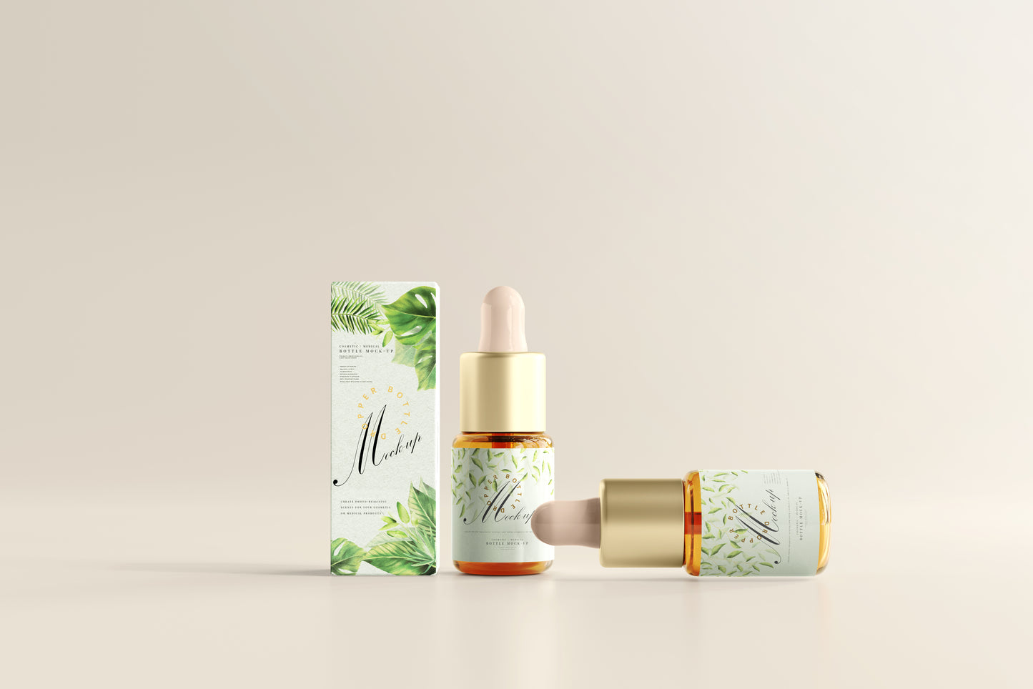 Amber Glass Dropper Bottle Mockup