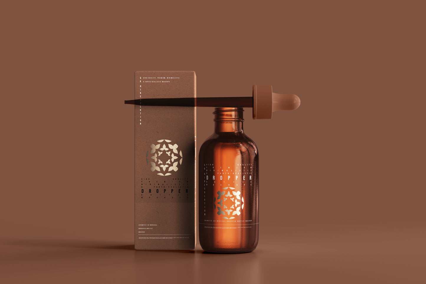 Amber Glass Dropper Bottle Mockup