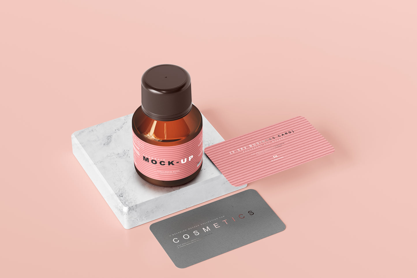 Amber Glass Cosmetic Bottle Mockups