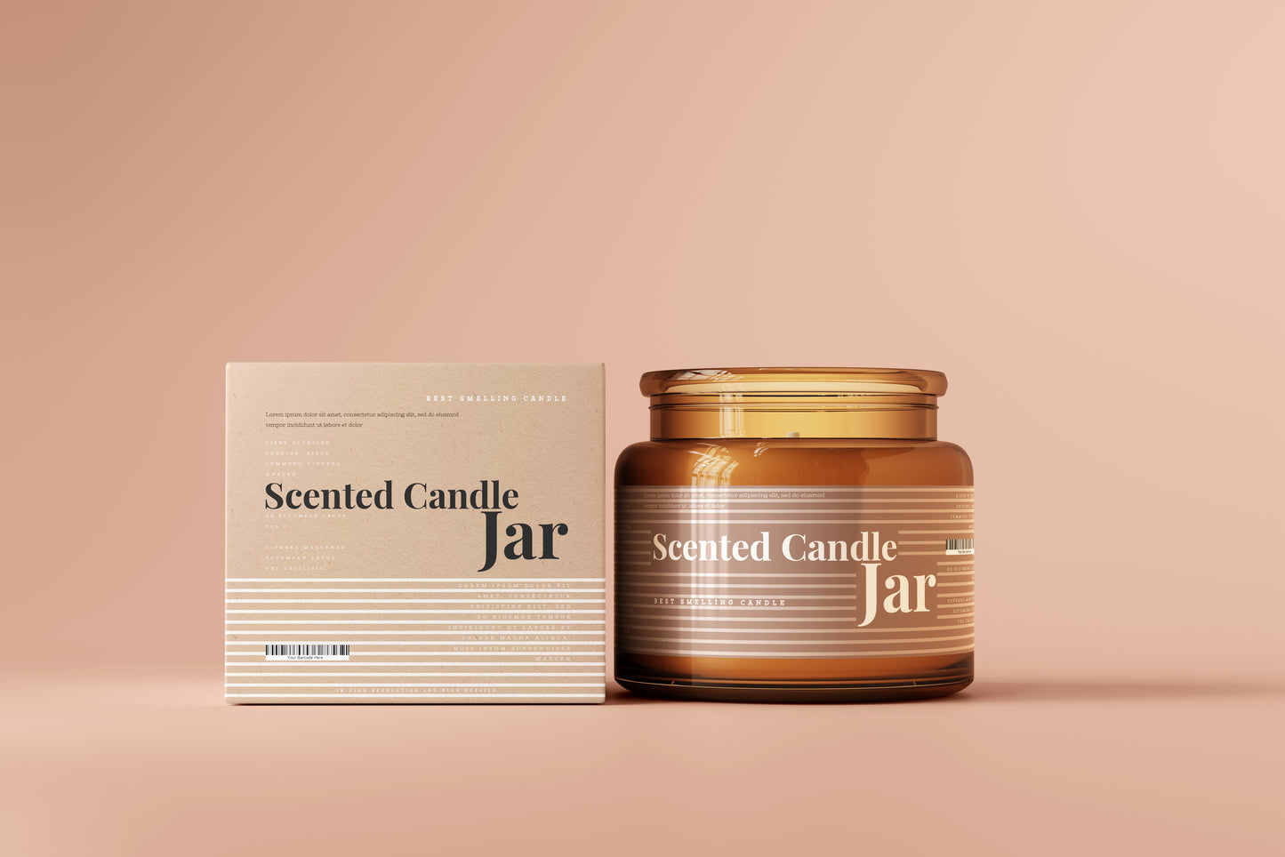Amber Glass Candle Jar Mockups