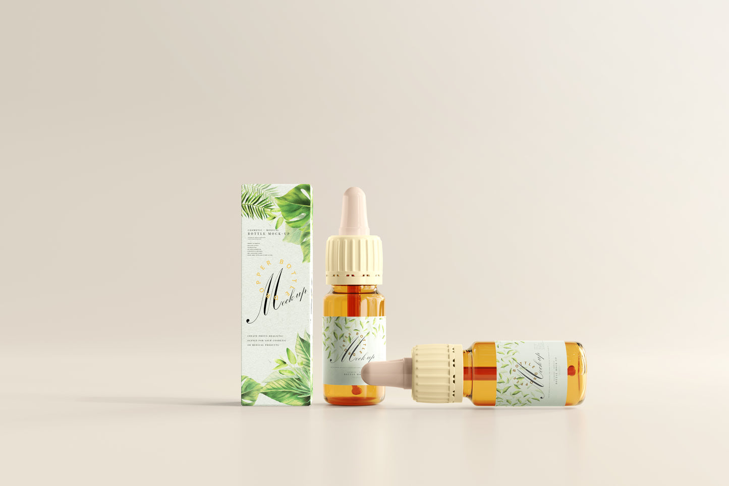 Amber Glass Dropper Bottle Mockup