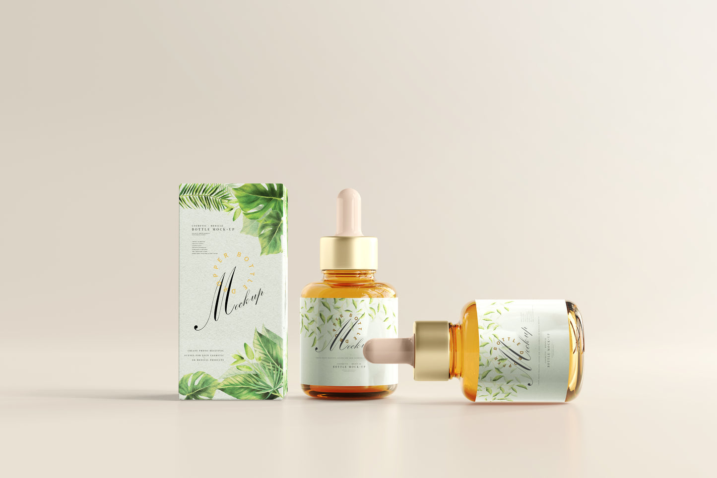 Amber Glass Dropper Bottle Mockup