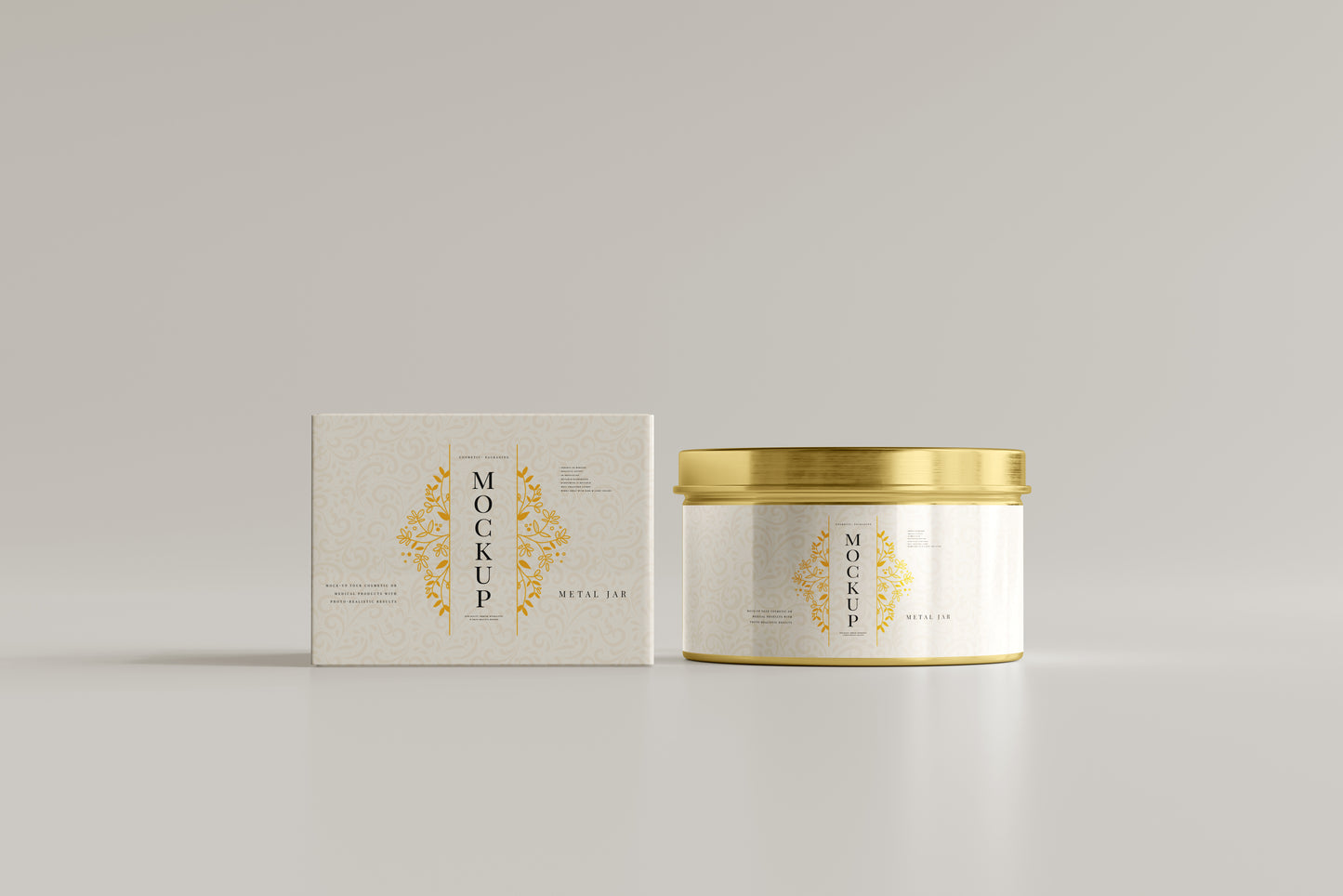 Metal Jar and Box Mockup