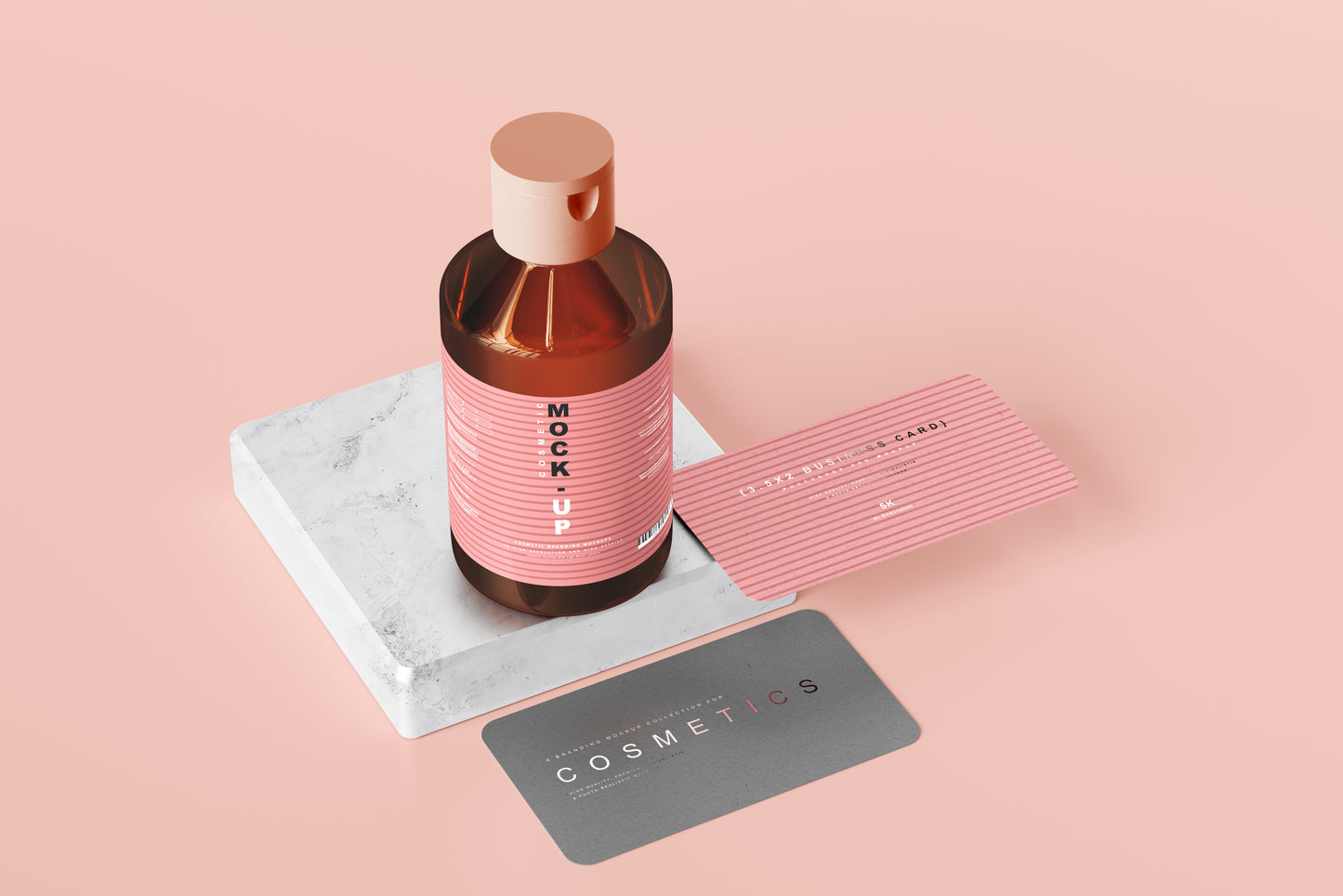 Amber Glass Cosmetic Bottle Mockups