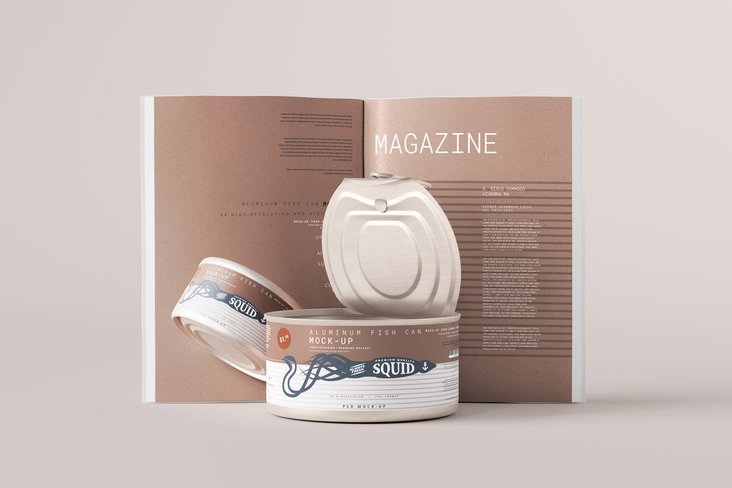 Easy Open Small Aluminum Food Can Mockup