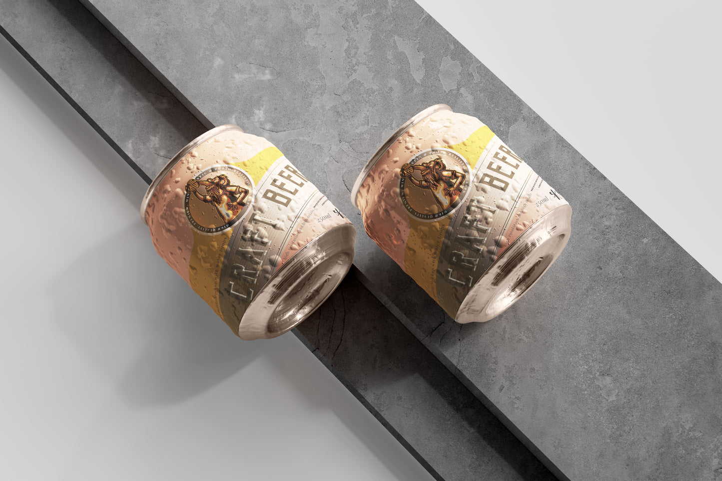 Stubby Beer Can Mockup with Condensation Effect