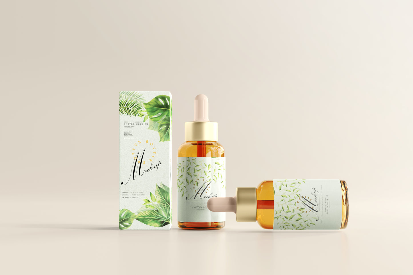Amber Glass Dropper Bottle Mockup