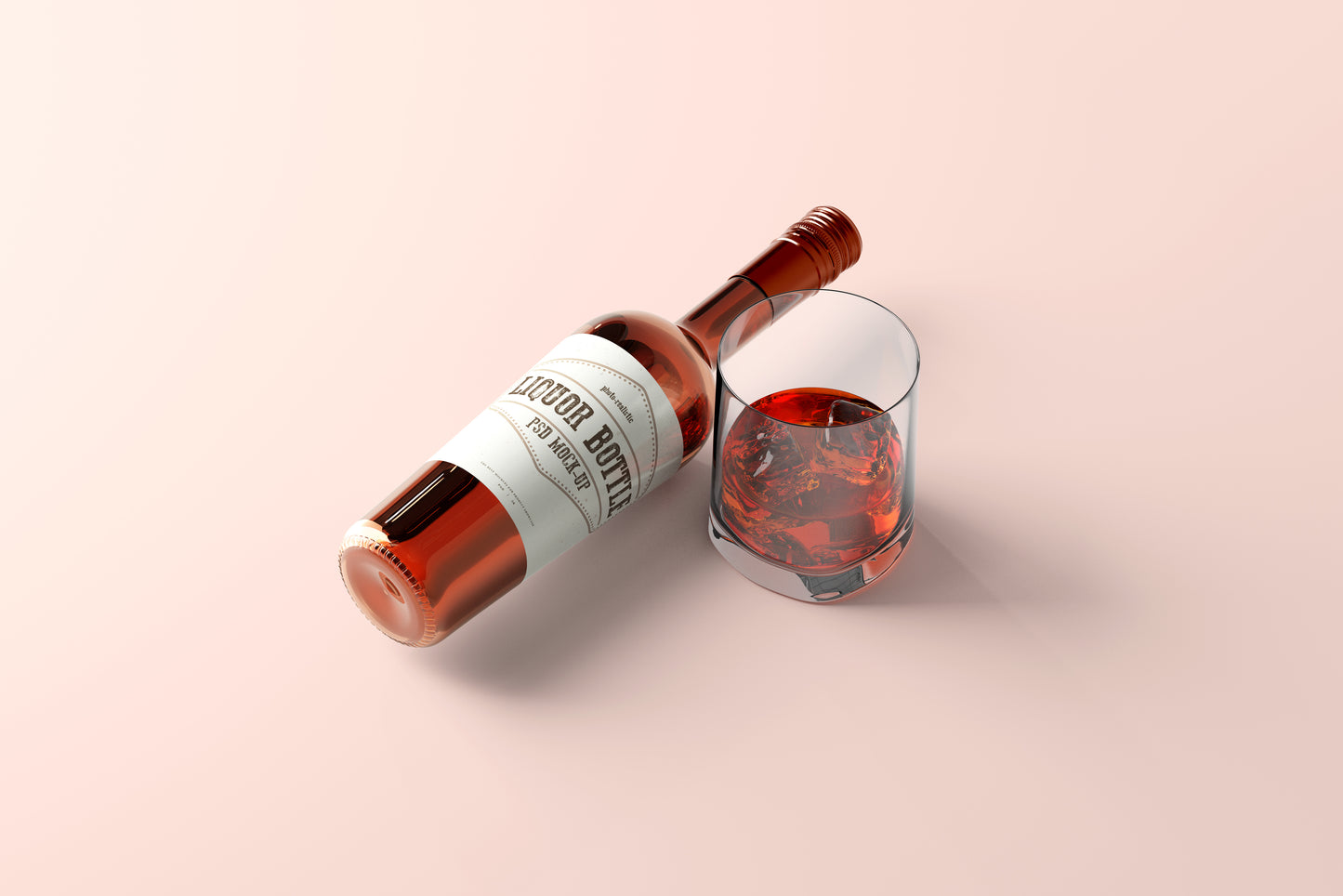 Round Hard Liquor Bottle Mockups