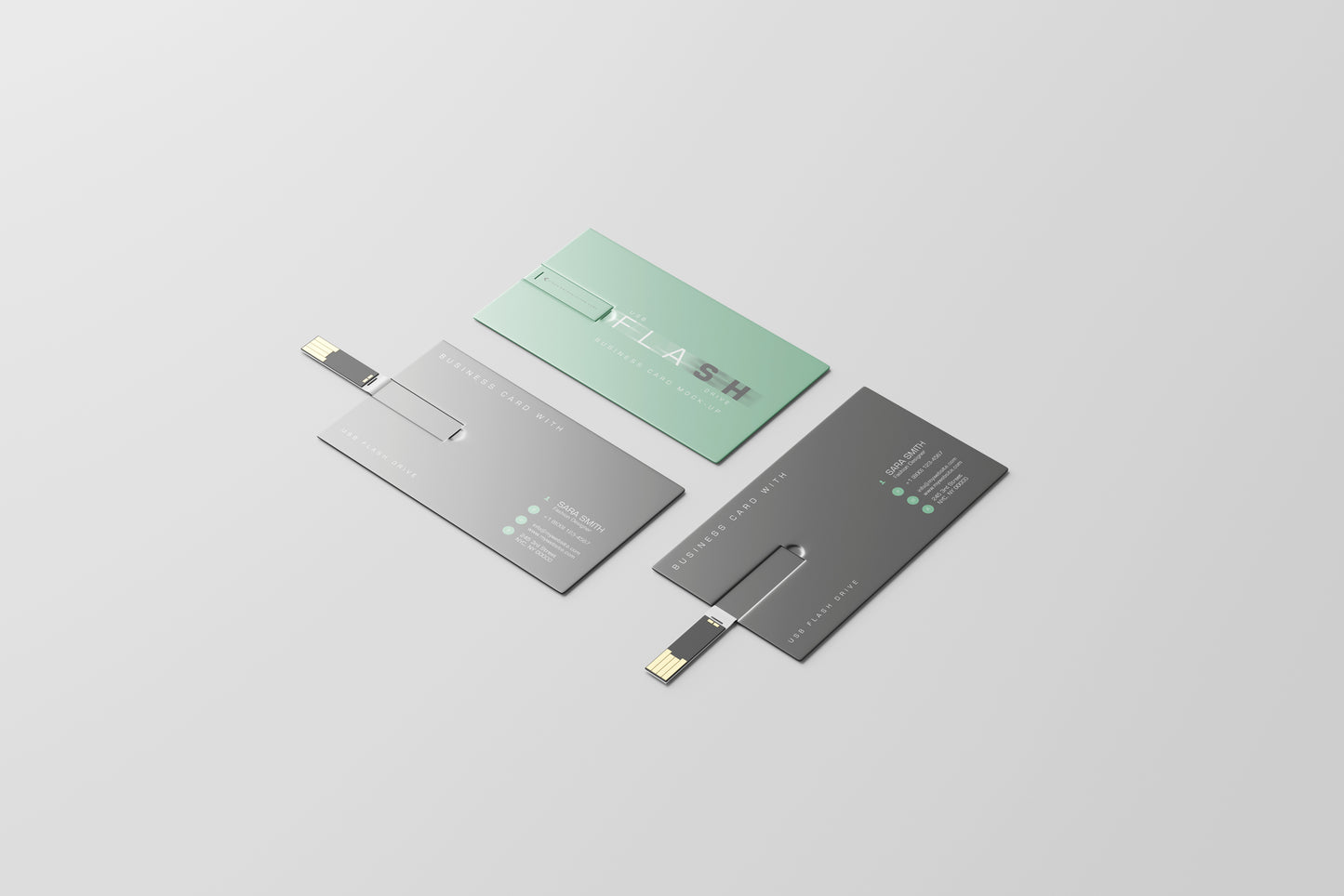 USB Flash Drive Business Card Mockup
