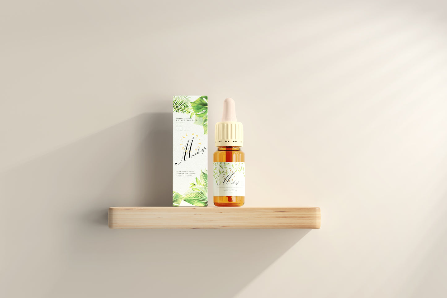 Amber Glass Dropper Bottle Mockup