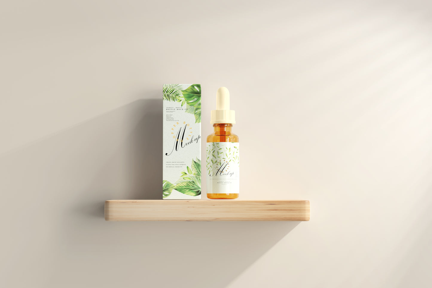 Amber Glass Dropper Bottle Mockup