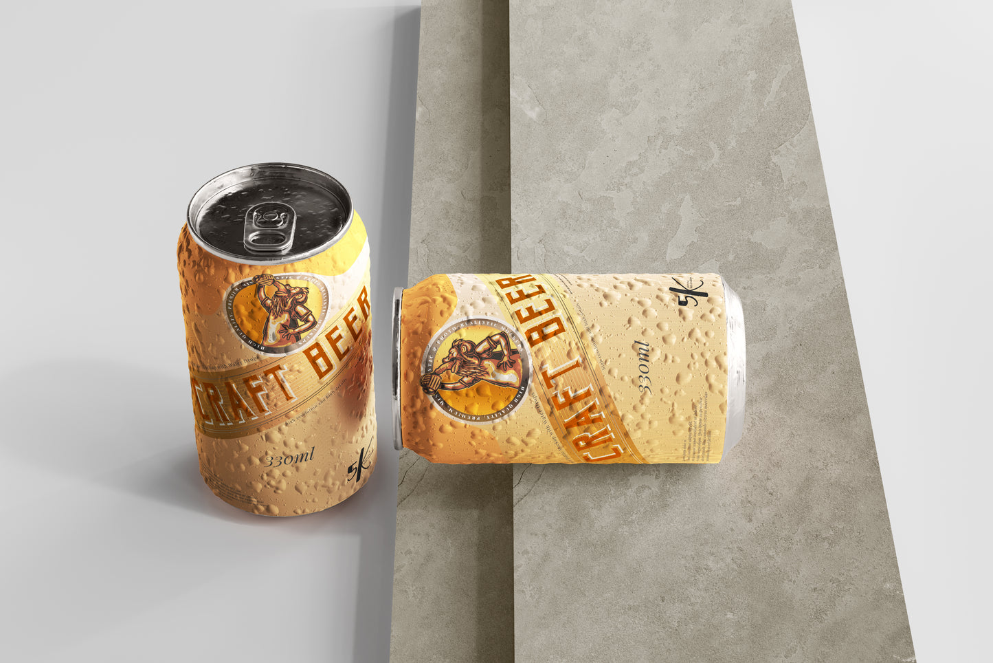 Standard Size Beer Can Mockup with Condensation Effect