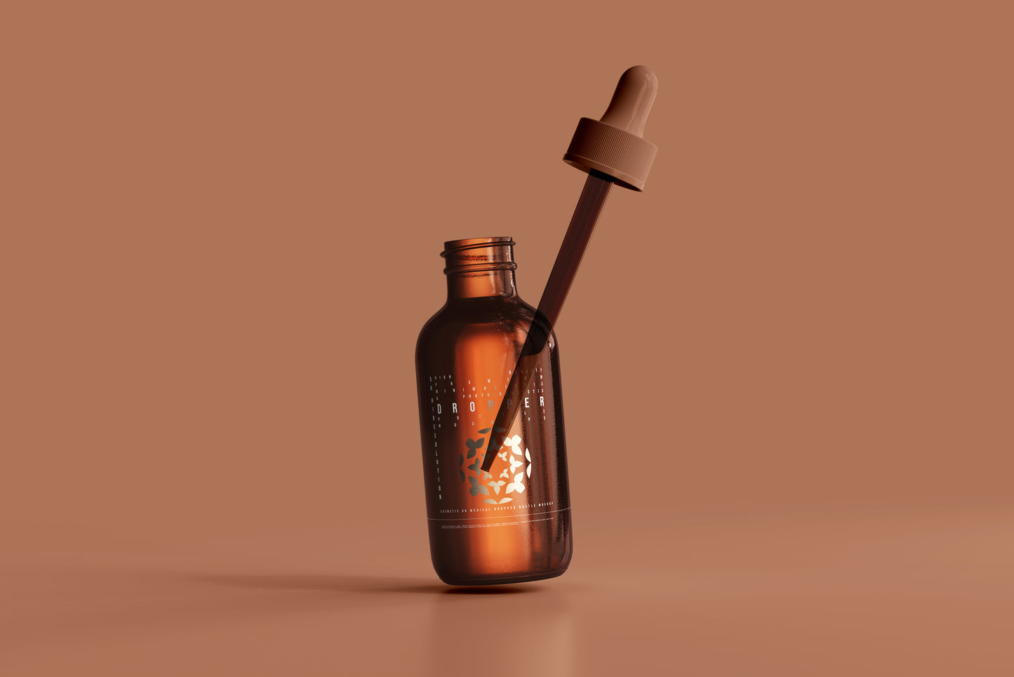 Amber Glass Dropper Bottle Mockup