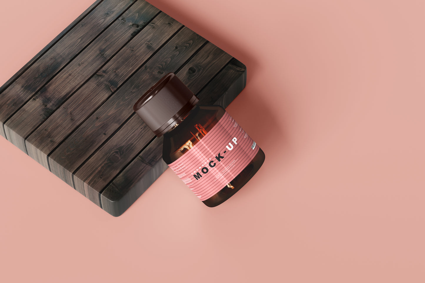 Amber Glass Cosmetic Bottle Mockups