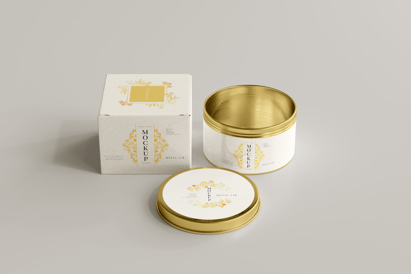 Metal Jar and Box Mockup