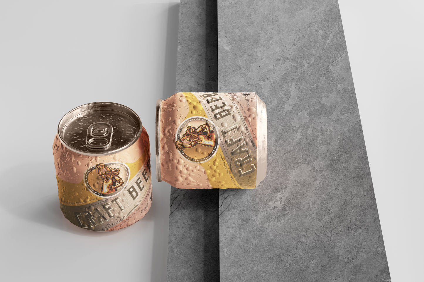 Stubby Beer Can Mockup with Condensation Effect