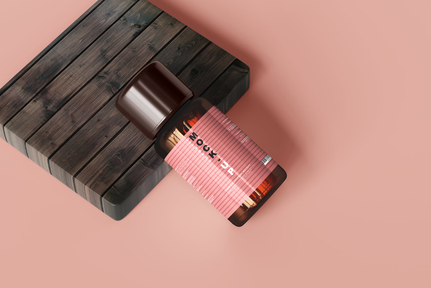 Amber Glass Cosmetic Bottle Mockups