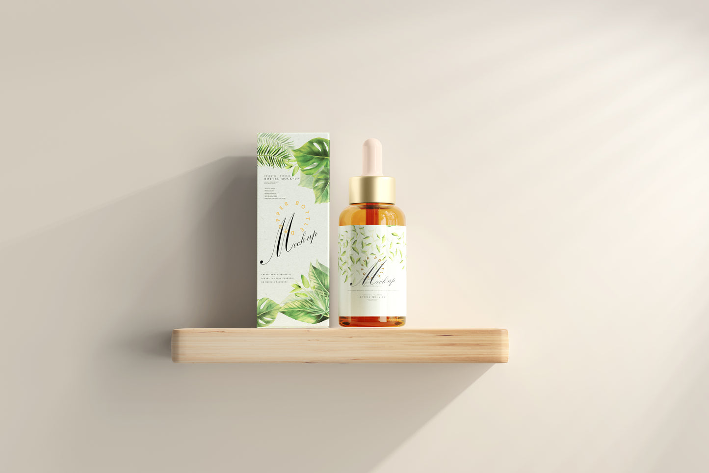 Amber Glass Dropper Bottle Mockup