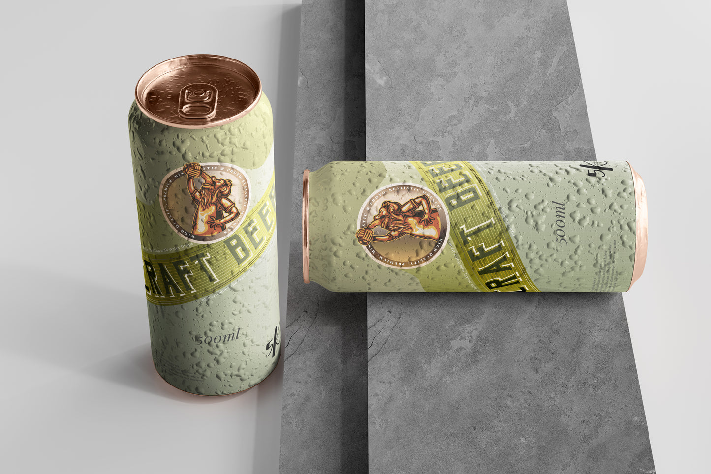 Large Sleek Beer Can Mockup with Condensation Effect