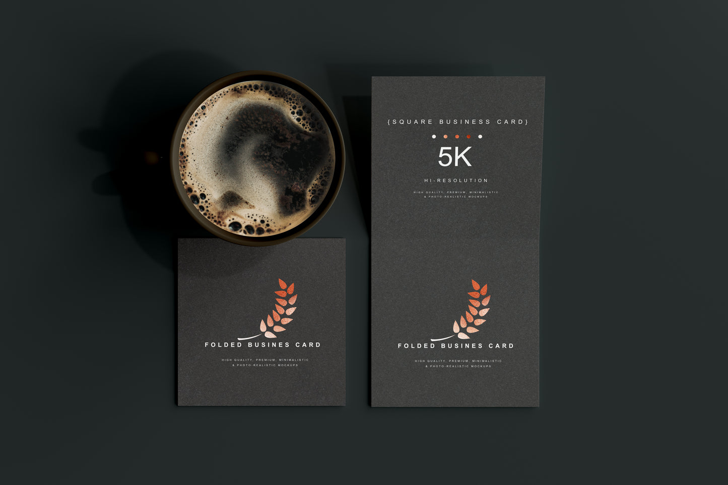 Square Folded Business Card Mockups