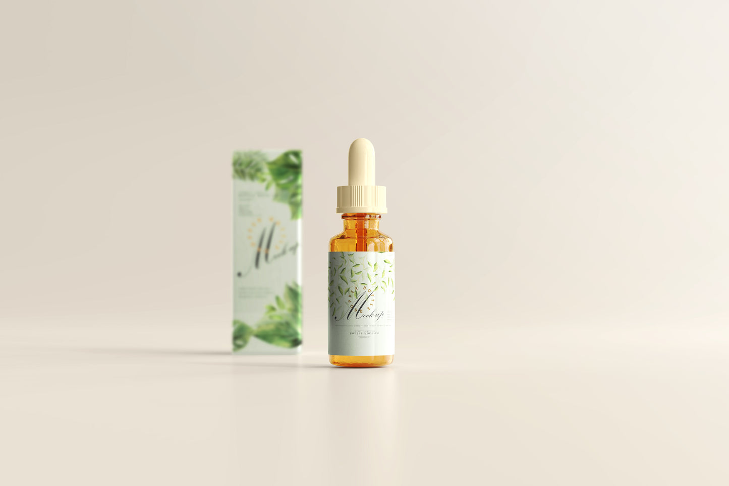 Amber Glass Dropper Bottle Mockup