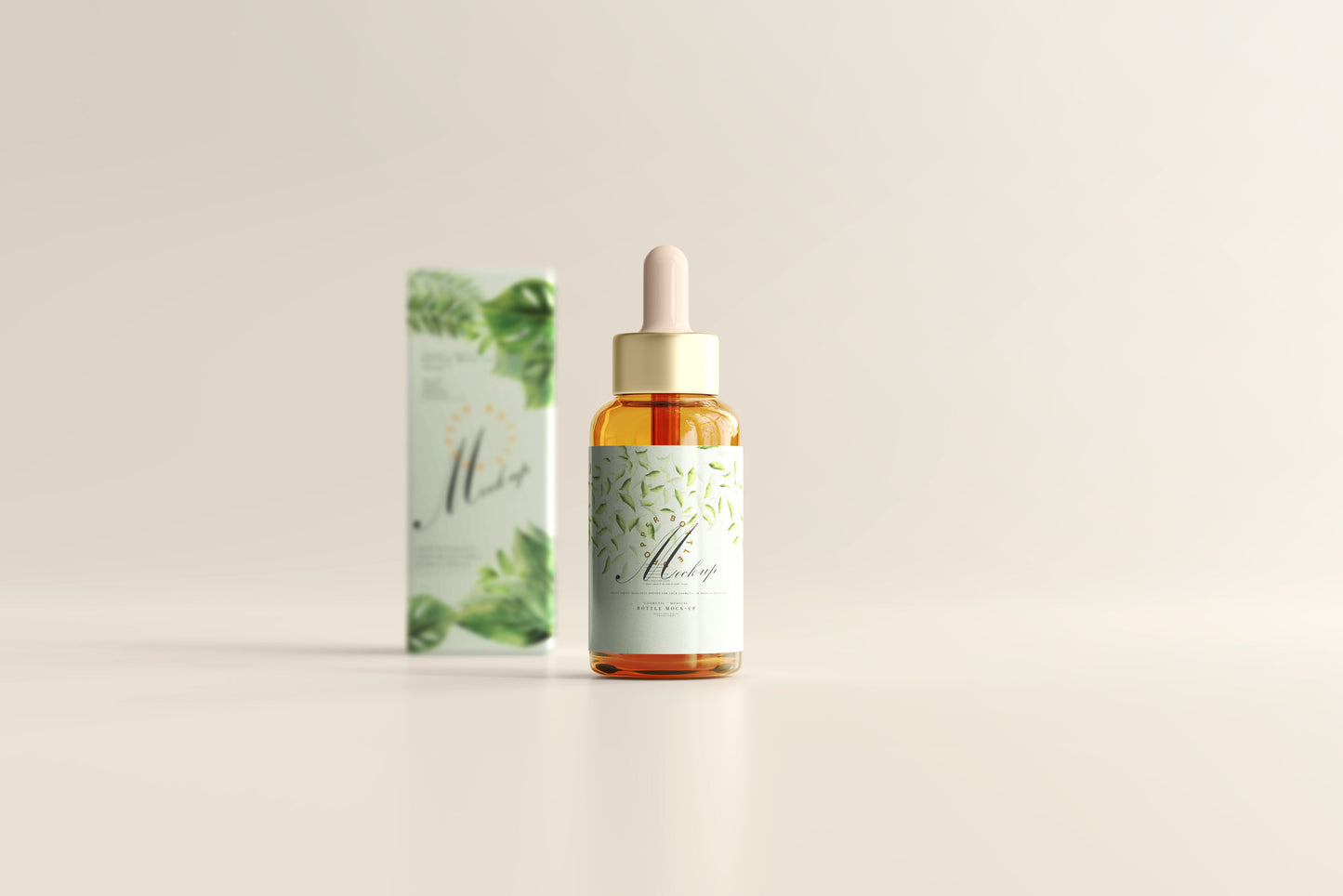 Amber Glass Dropper Bottle Mockup