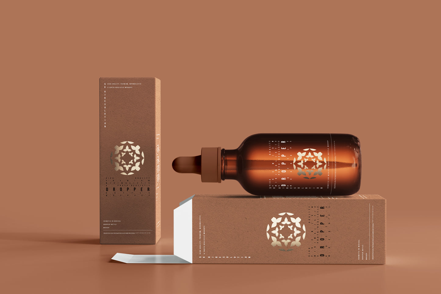 Amber Glass Dropper Bottle Mockup