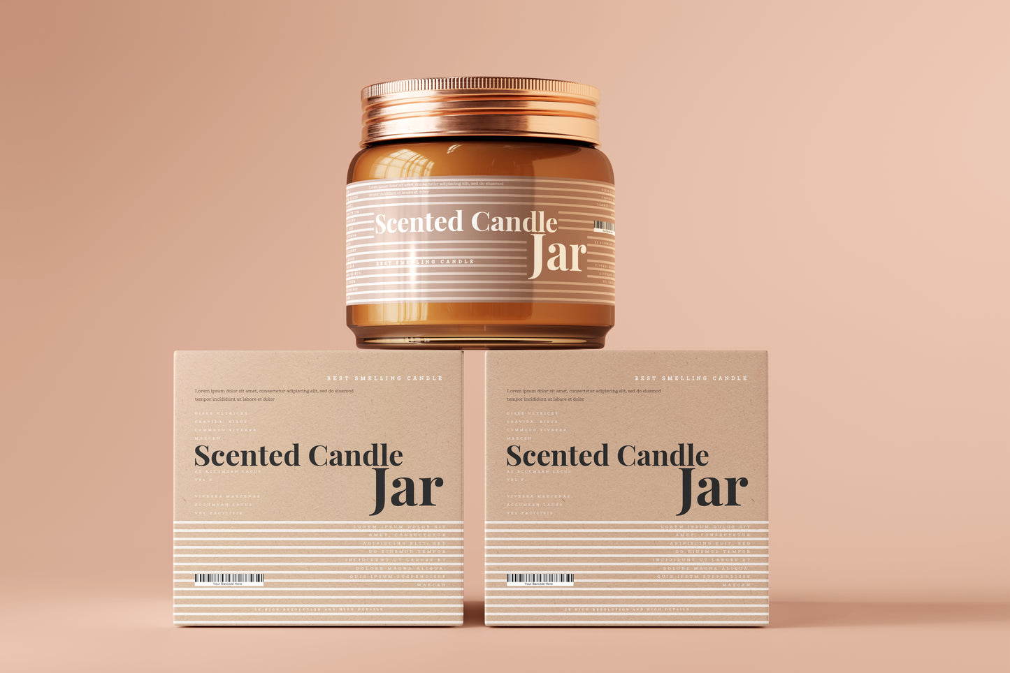 Amber Glass Candle Jar Mockups