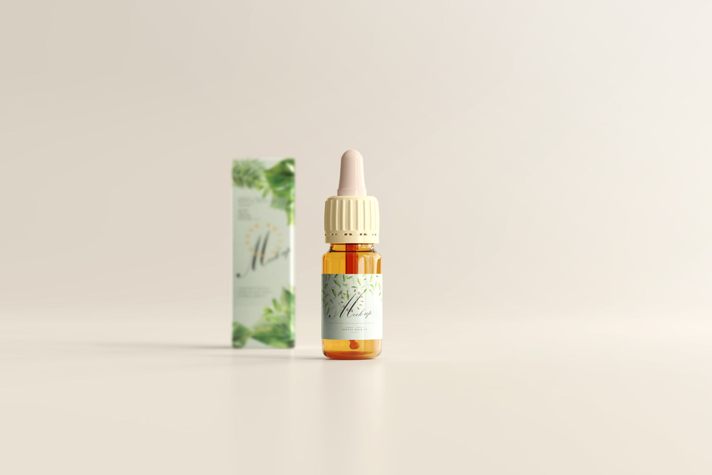 Amber Glass Dropper Bottle Mockup