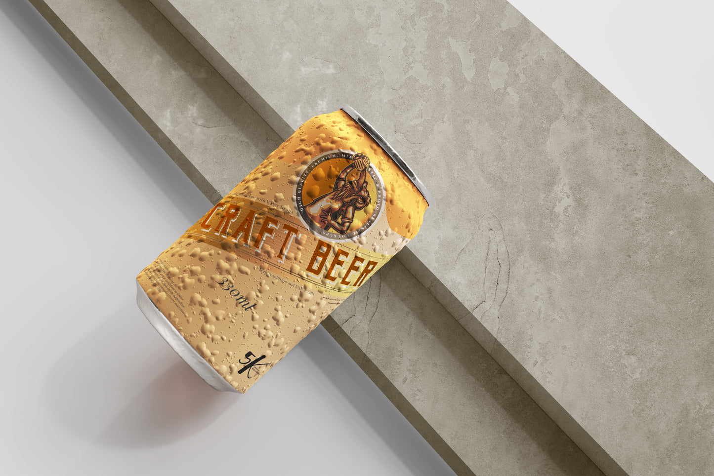 Standard Size Beer Can Mockup with Condensation Effect