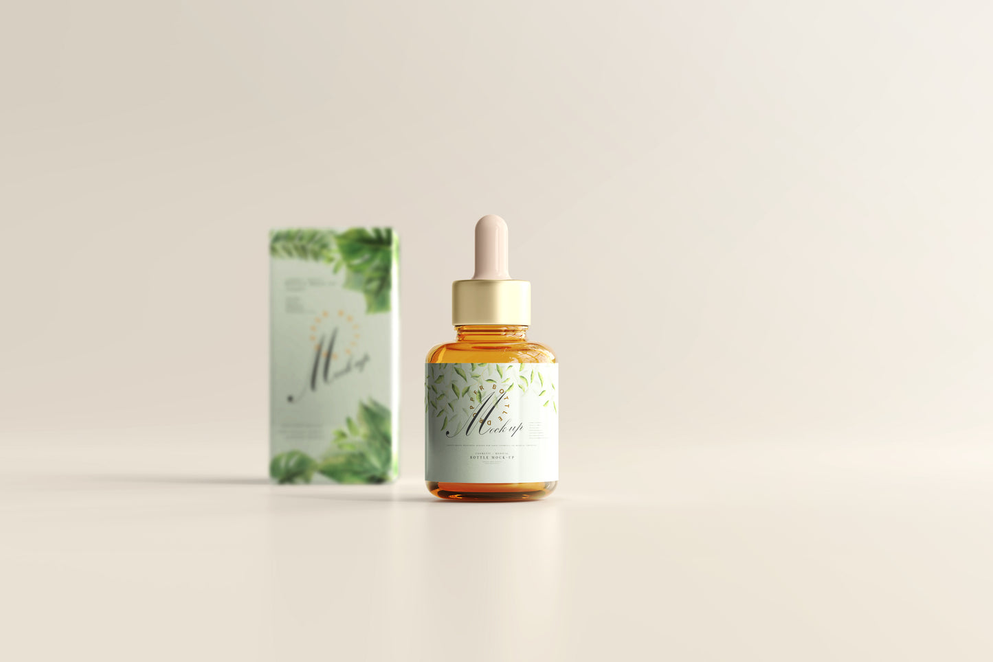 Amber Glass Dropper Bottle Mockup