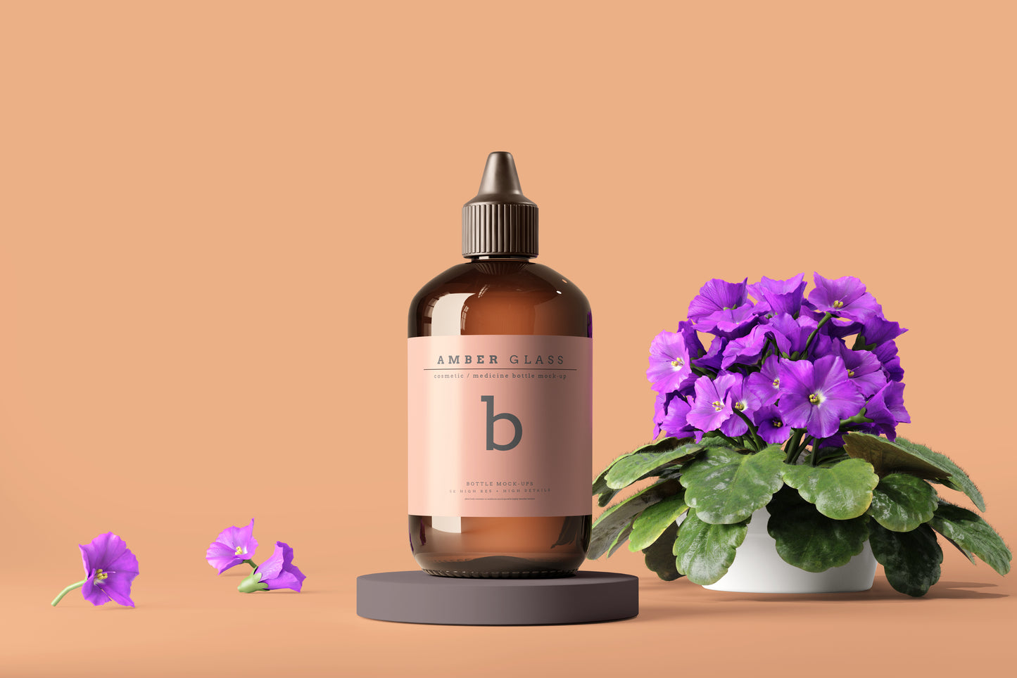 Amber Glass Bottle Mockups