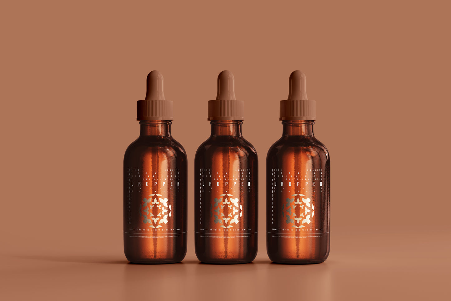 Amber Glass Dropper Bottle Mockup