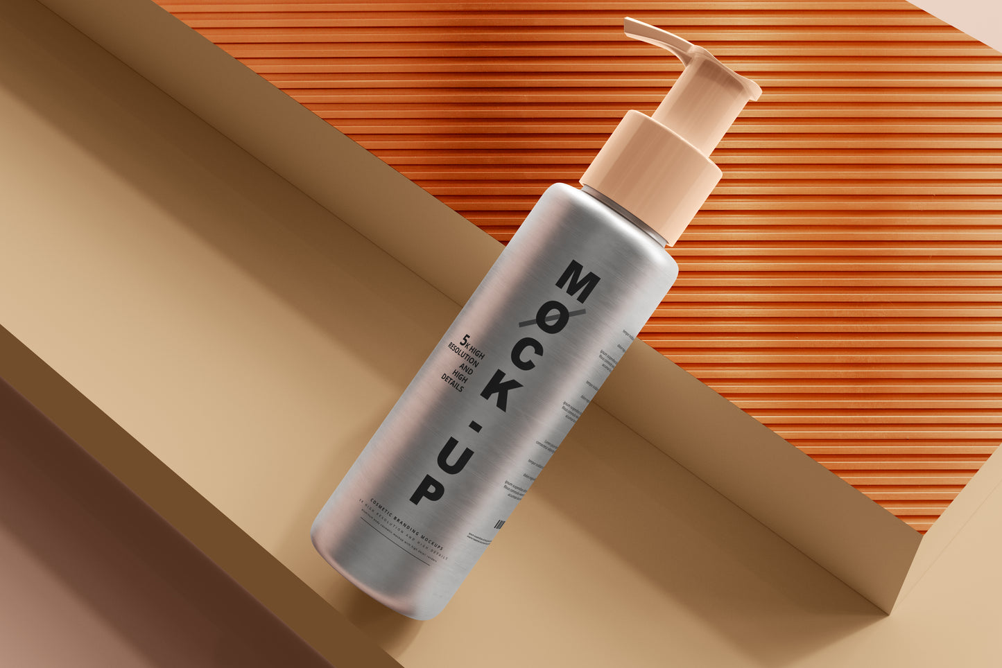 Aluminum Body Cosmetic Pump Bottle Mockup