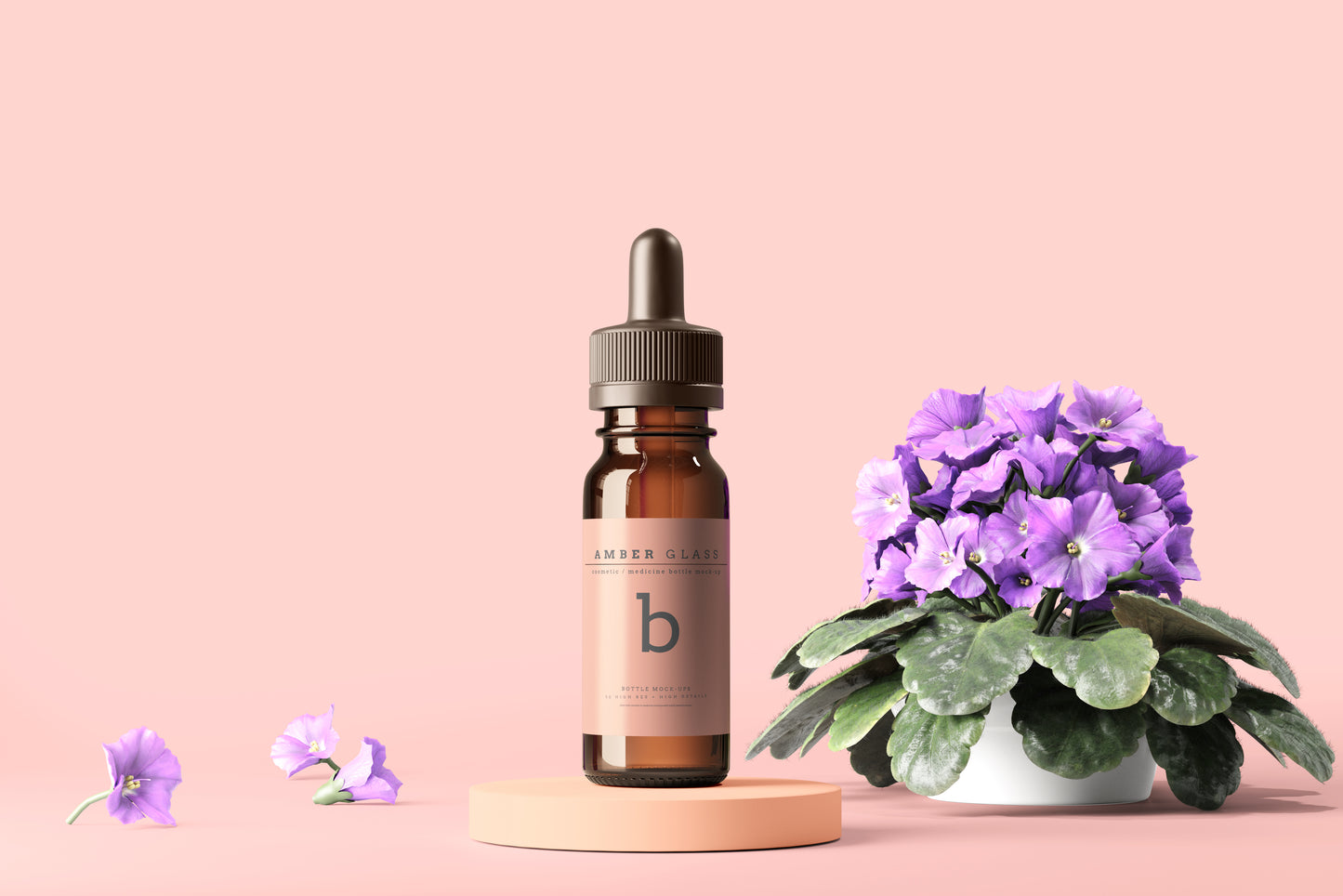 Amber Glass Dropper Bottle Mockups