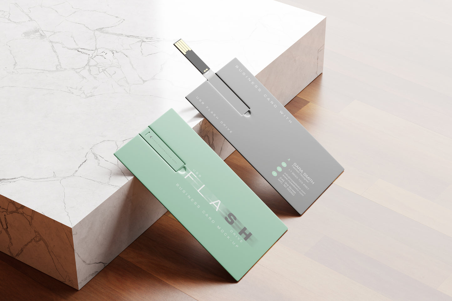 USB Flash Drive Business Card Mockup