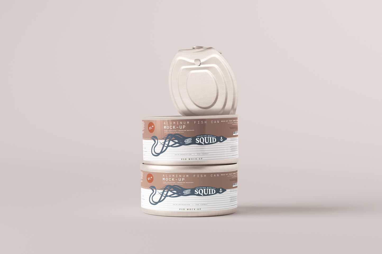 Easy Open Small Aluminum Food Can Mockup