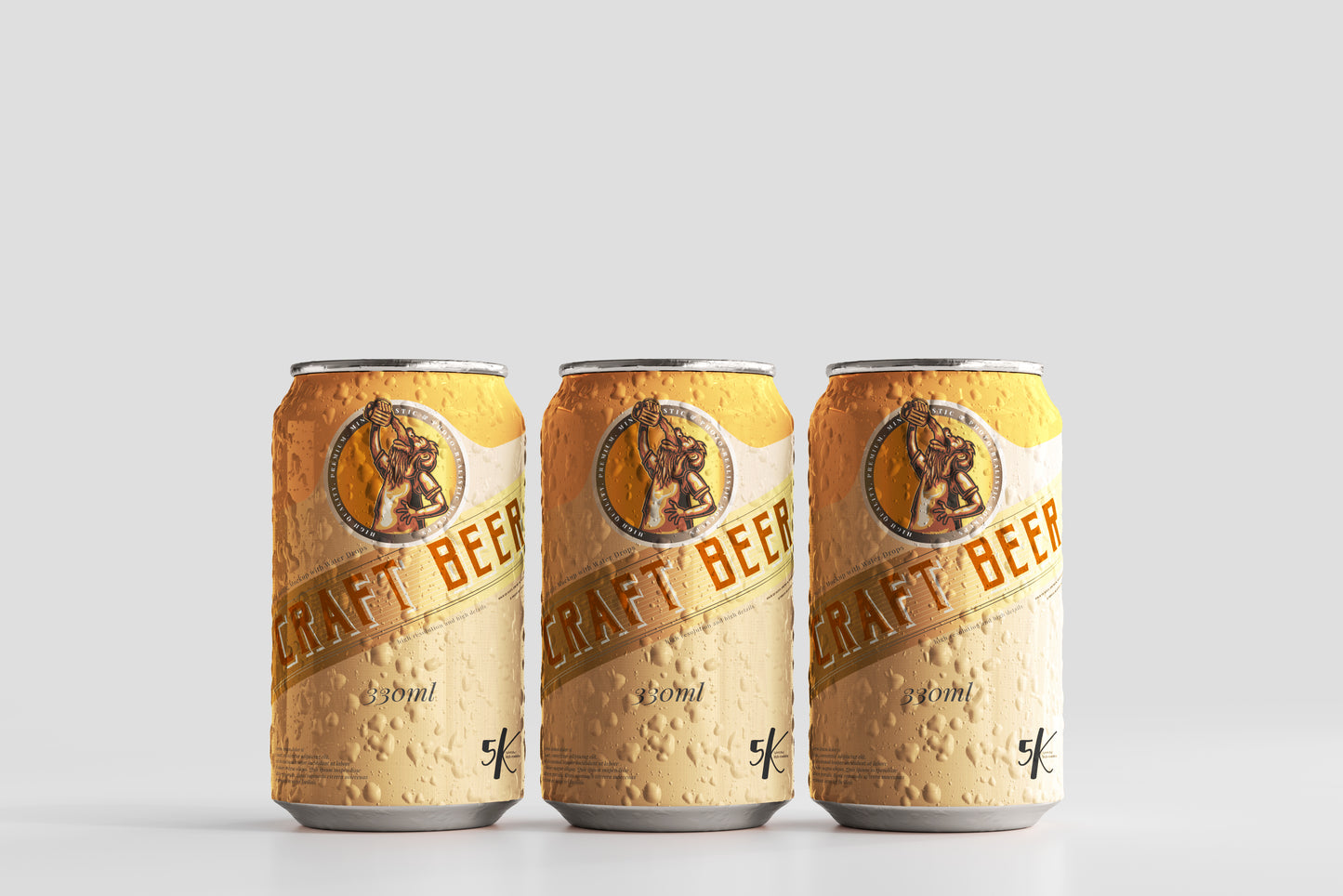 Standard Size Beer Can Mockup with Condensation Effect